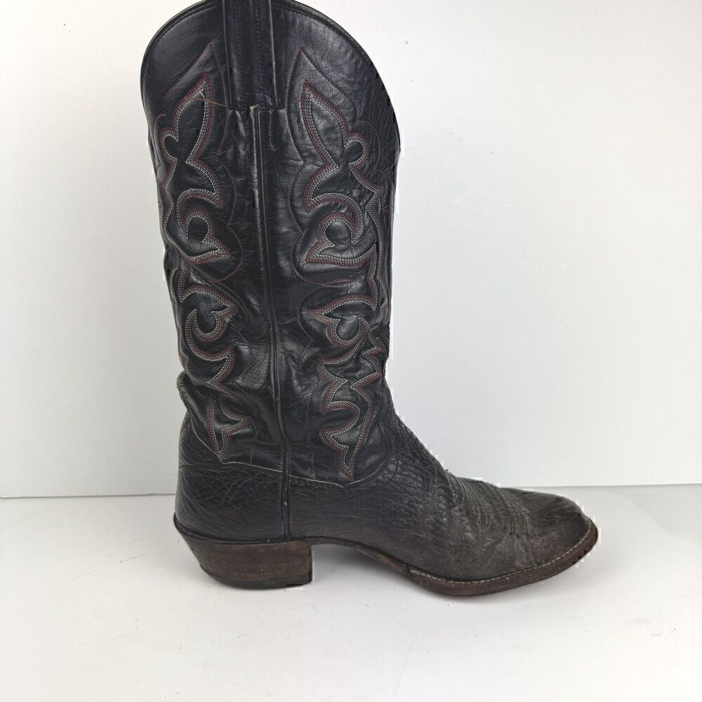 Vintage Amazonas Black Almond Toe Western Cowboy Boots, Sz. Mens 9, Womens 10.5